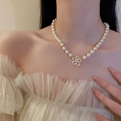 4 Pcs Elegant Fashion Flower Pearl Jewellery Set
